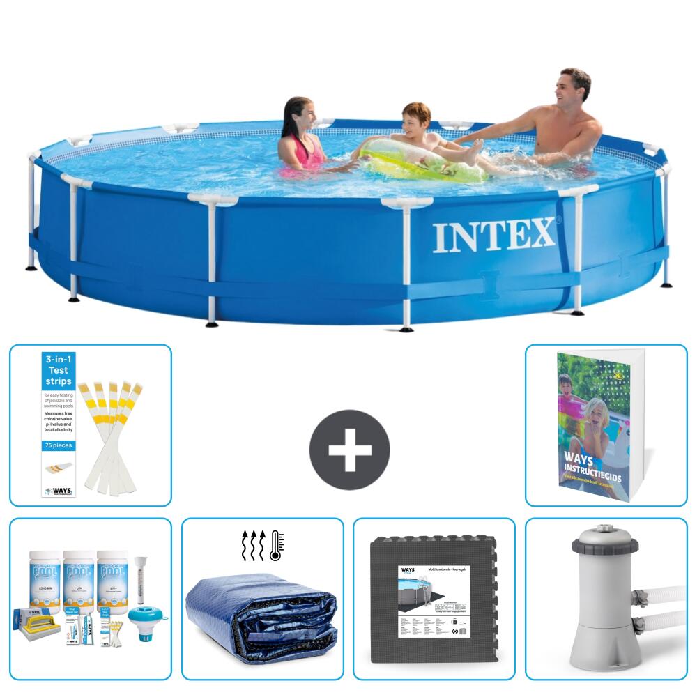 INTEX Basen ze stelażem Okrągły - 366x76 cm - 7-częściowy S59