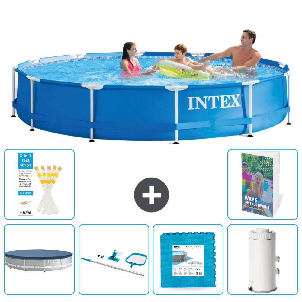 INTEX Basen ze stelażem Okrągły - 366x76 cm - 7-częściowy S17