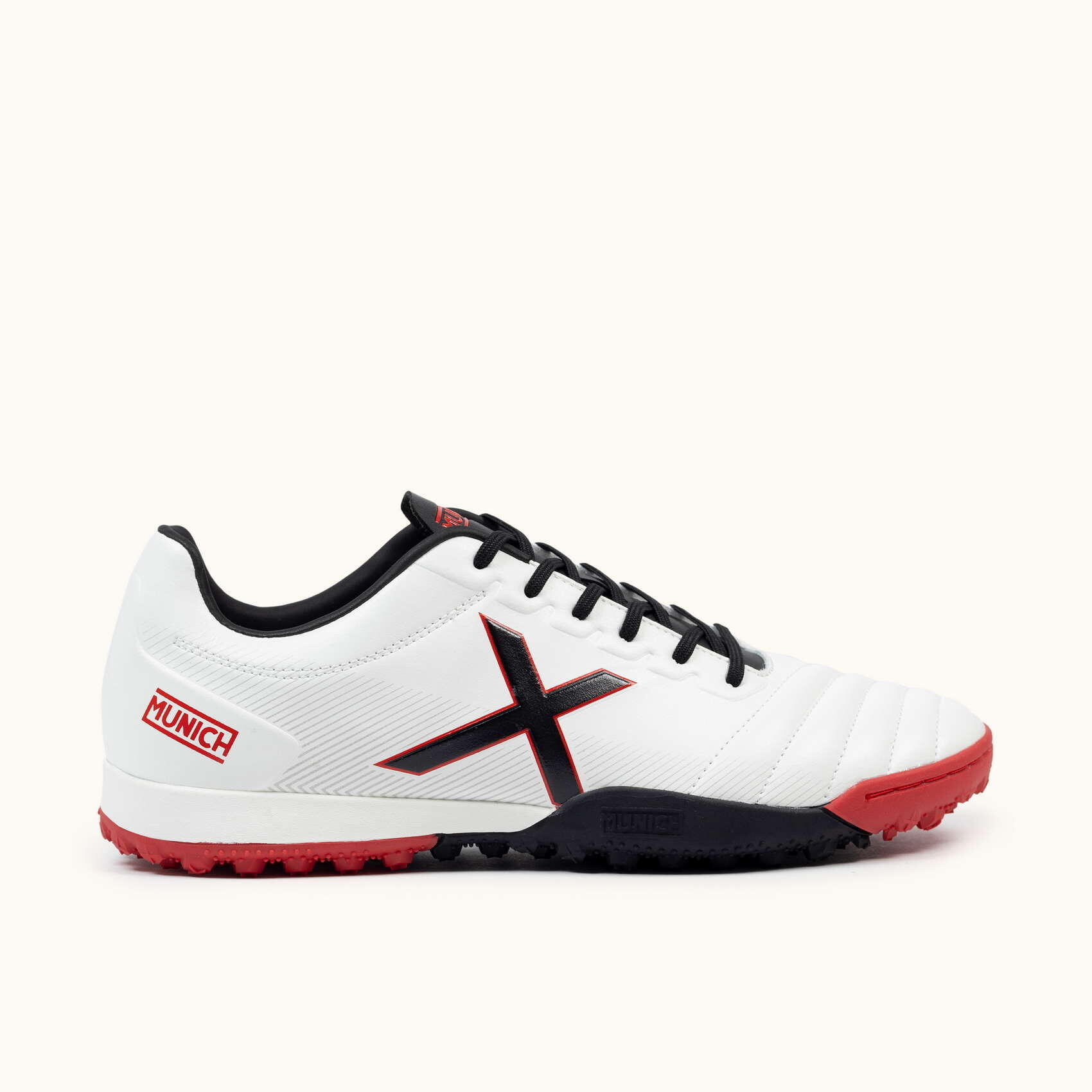 Buty MUNICH ARENGA TURF 11 z technicznym designem, białe i czerwone