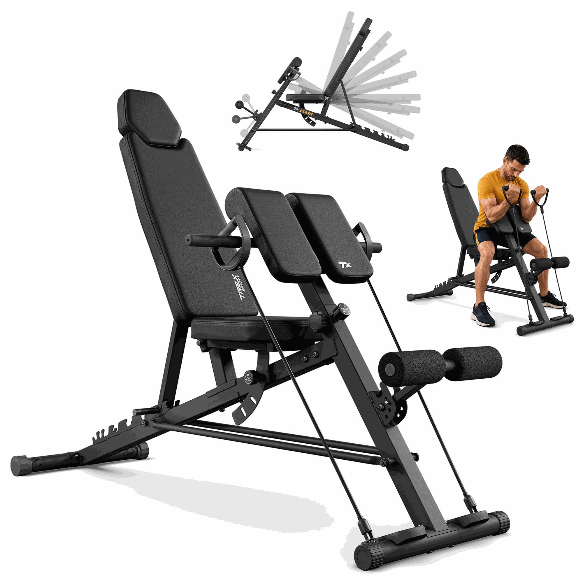 Ławka treningowa regulowana Trex Sport TX-200B z modlitewnikiem do 250kg