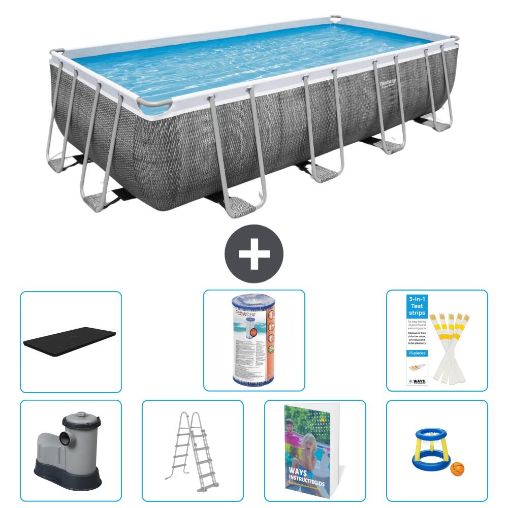 BESTWAY Basen Power Steel Prostokątny - 549x274x122 cm - 8-częściowy S541