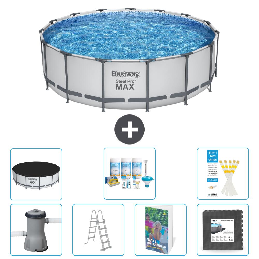 BESTWAY Basen Steel Pro MAX Okrągły - 488x122 cm - 8-częściowy S581