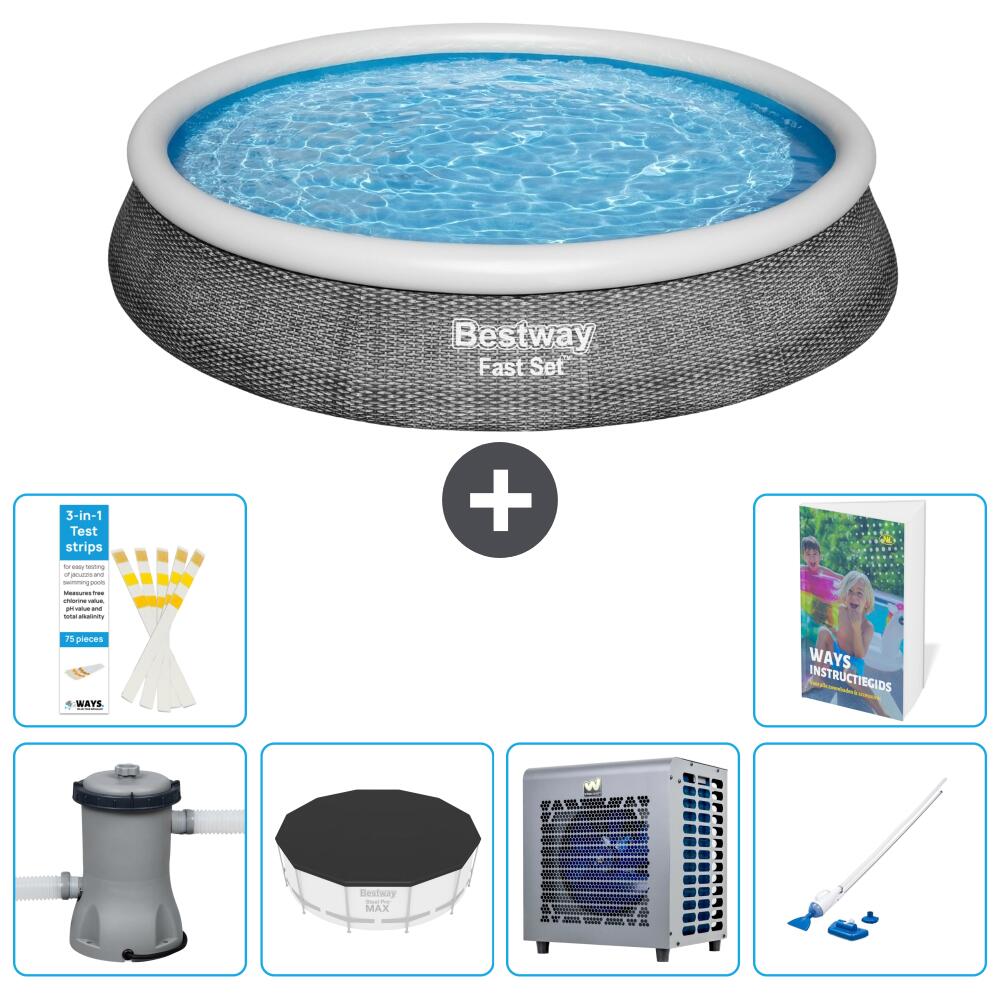 BESTWAY Basen Fast Set Okrągły - 396x84 cm - 7-częściowy S199