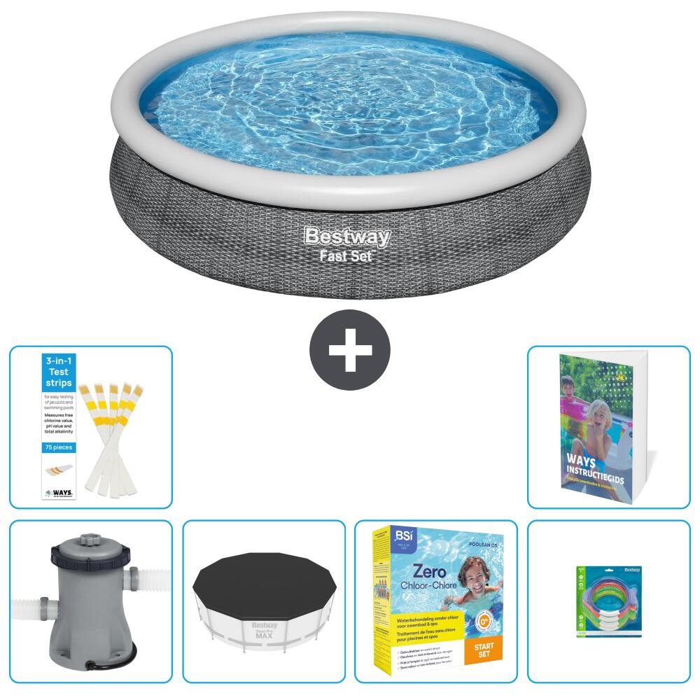 BESTWAY Basen Fast Set Okrągły - 366x76 cm - 7-częściowy S231