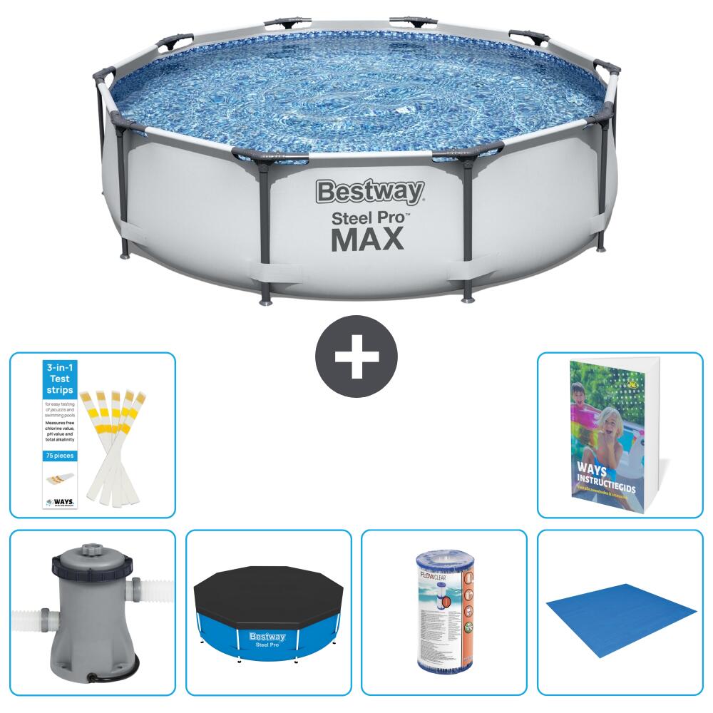 BESTWAY Basen Steel Pro MAX Okrągły - 305x76 cm - 7-częściowy S341