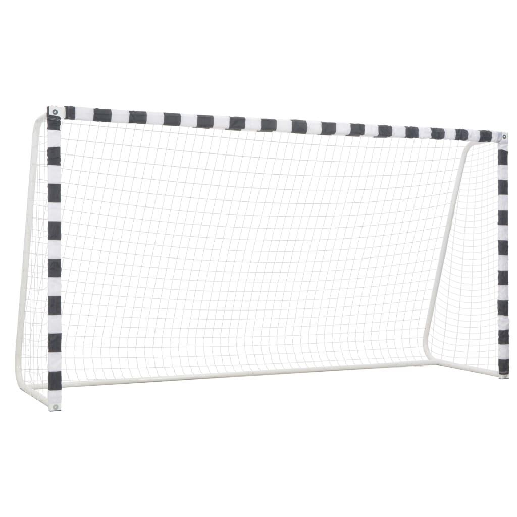 VidaXL Bramka do piłki nożnej 300x160x90 cm metal czarny i biały