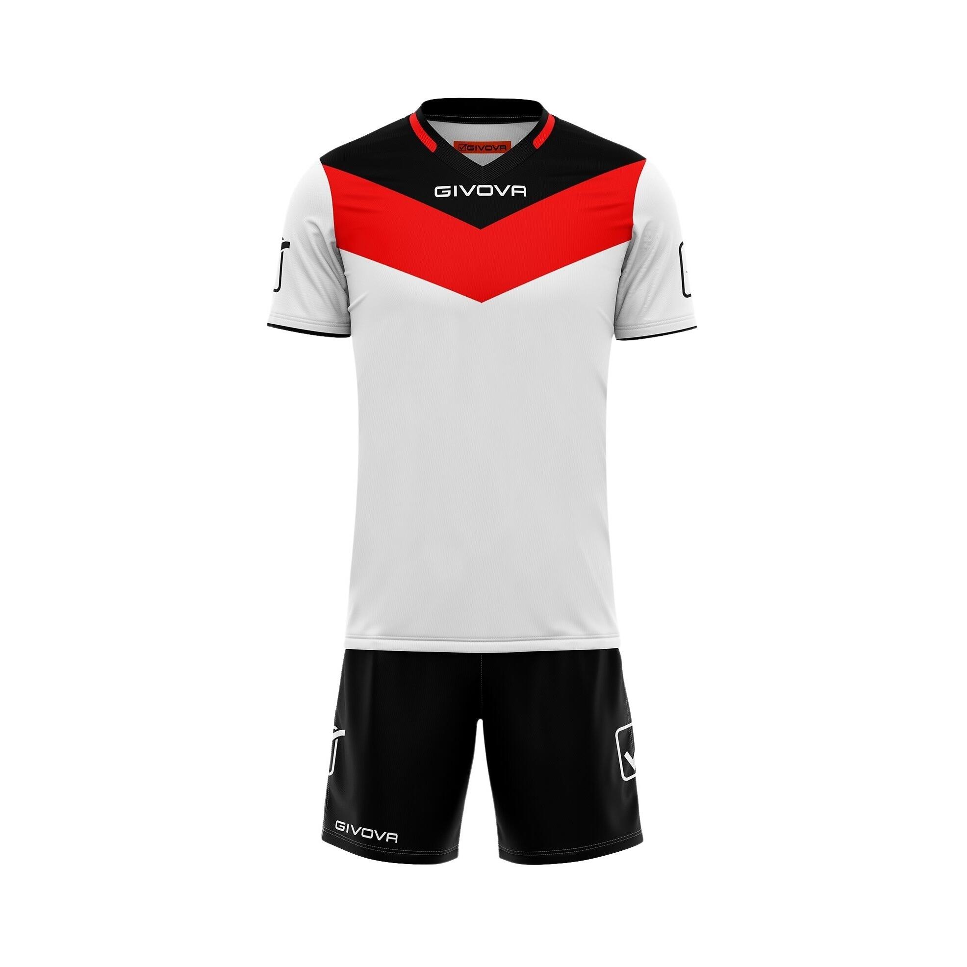 Komplet piłkarski dla dorosłych Givova Kit Campo biało-czerwono-czarny