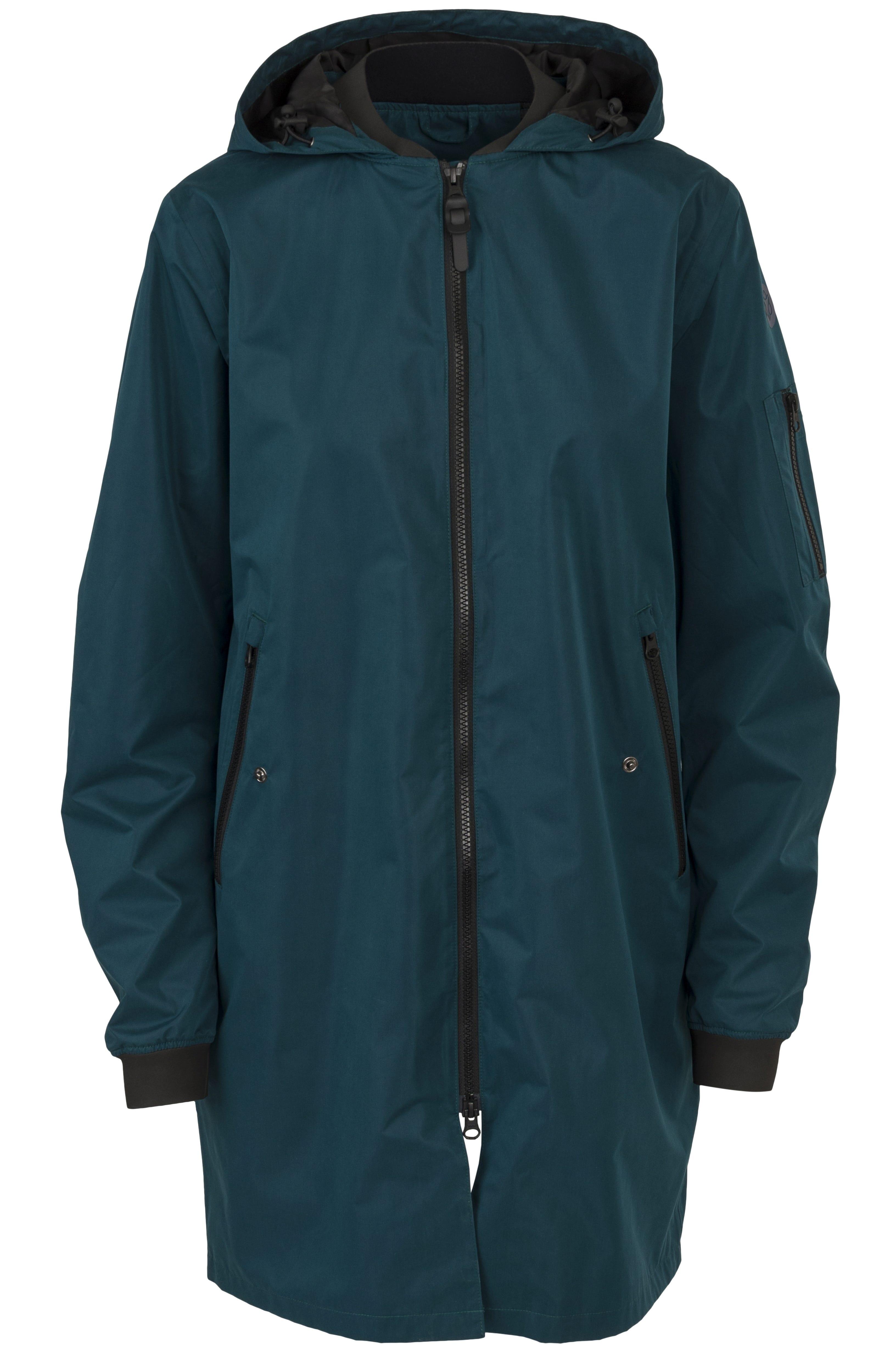 Long Bomber Rain Jacket Women Deep Sea Green