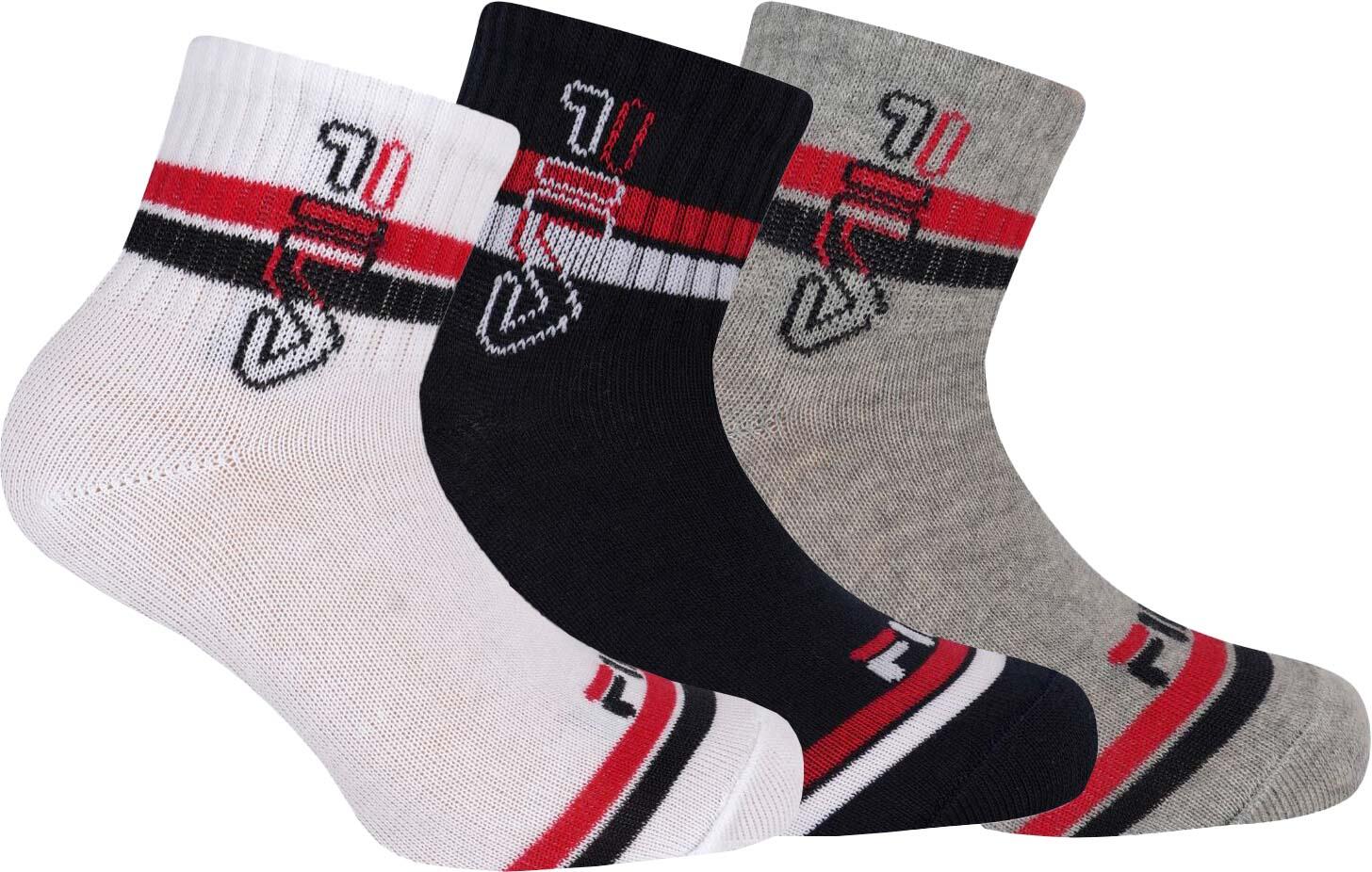 Skarpetki Fila 3-pack junior quarter biały-granat-szary 27-30