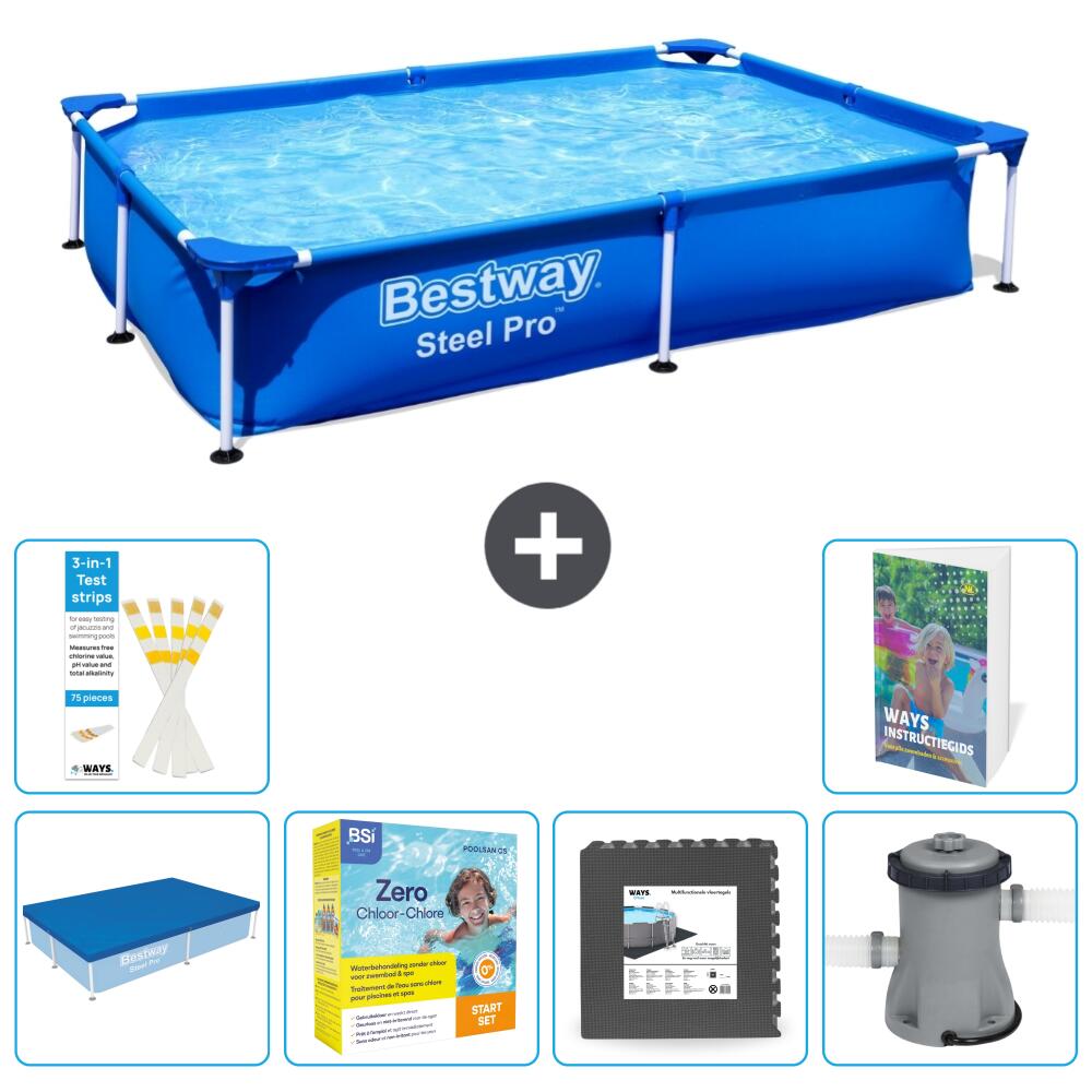 BESTWAY Basen Steel Pro Prostokątny - 221x150x43 cm - 7-częściowy S85