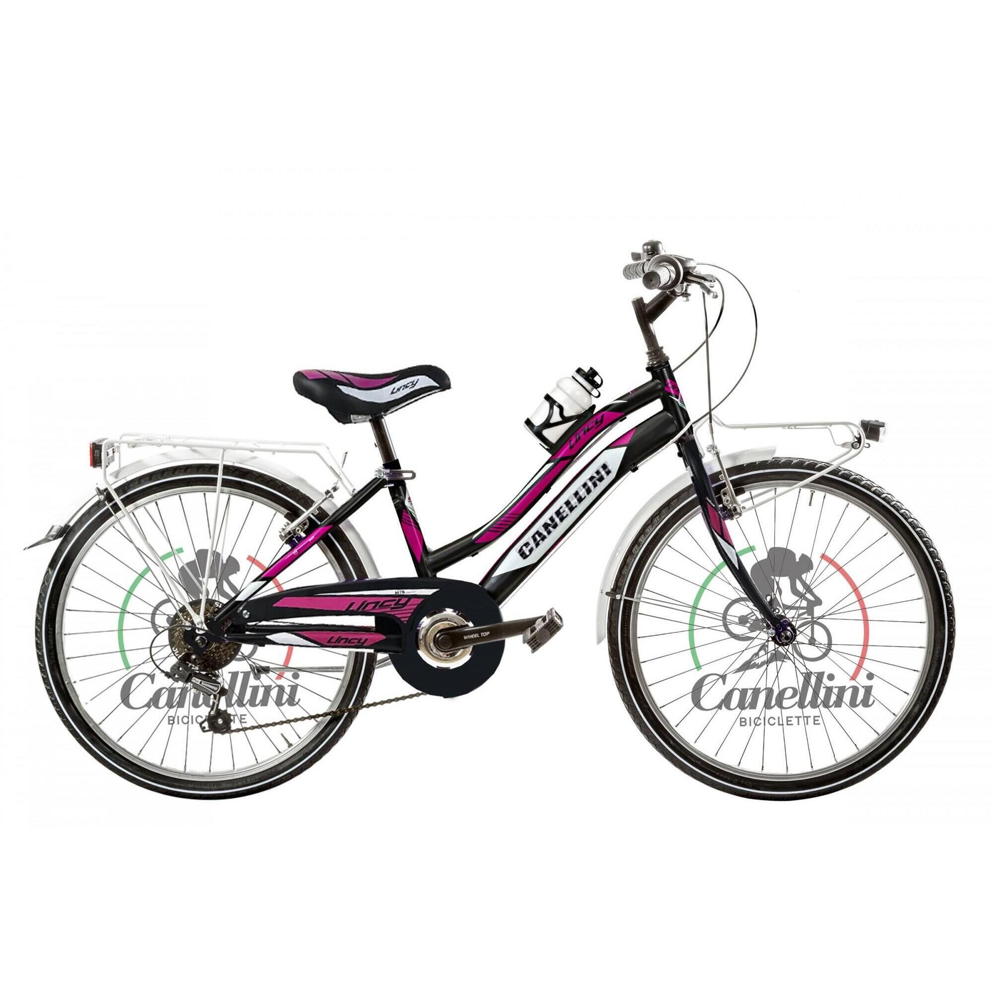 Rower Dziecięcy MTB Canellini LINCY 24 - Czarny/Fuksja