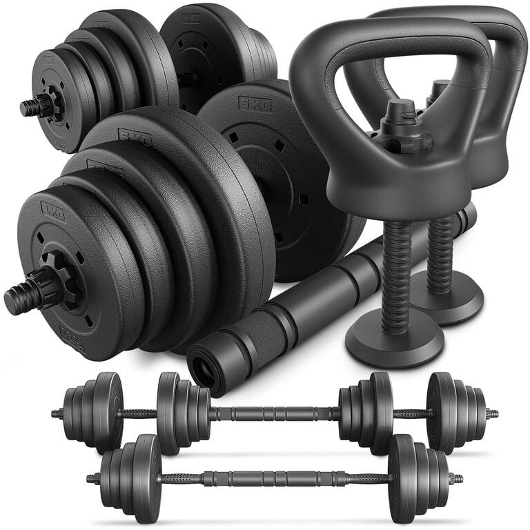 Zestaw hantli i sztangi 4w1 Trex Sport 2×20 kg kettlebell i uchwyty do pompek