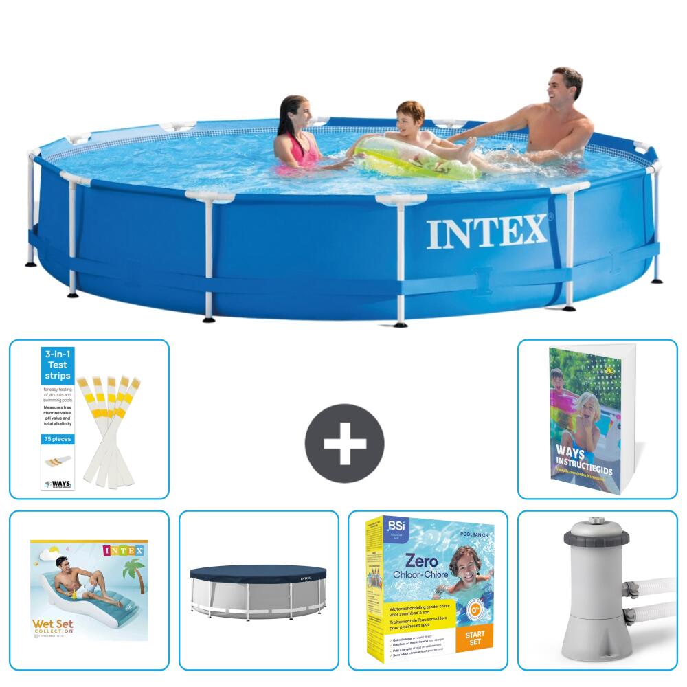 INTEX Basen ze stelażem Okrągły - 366x76 cm - 7-częściowy S117