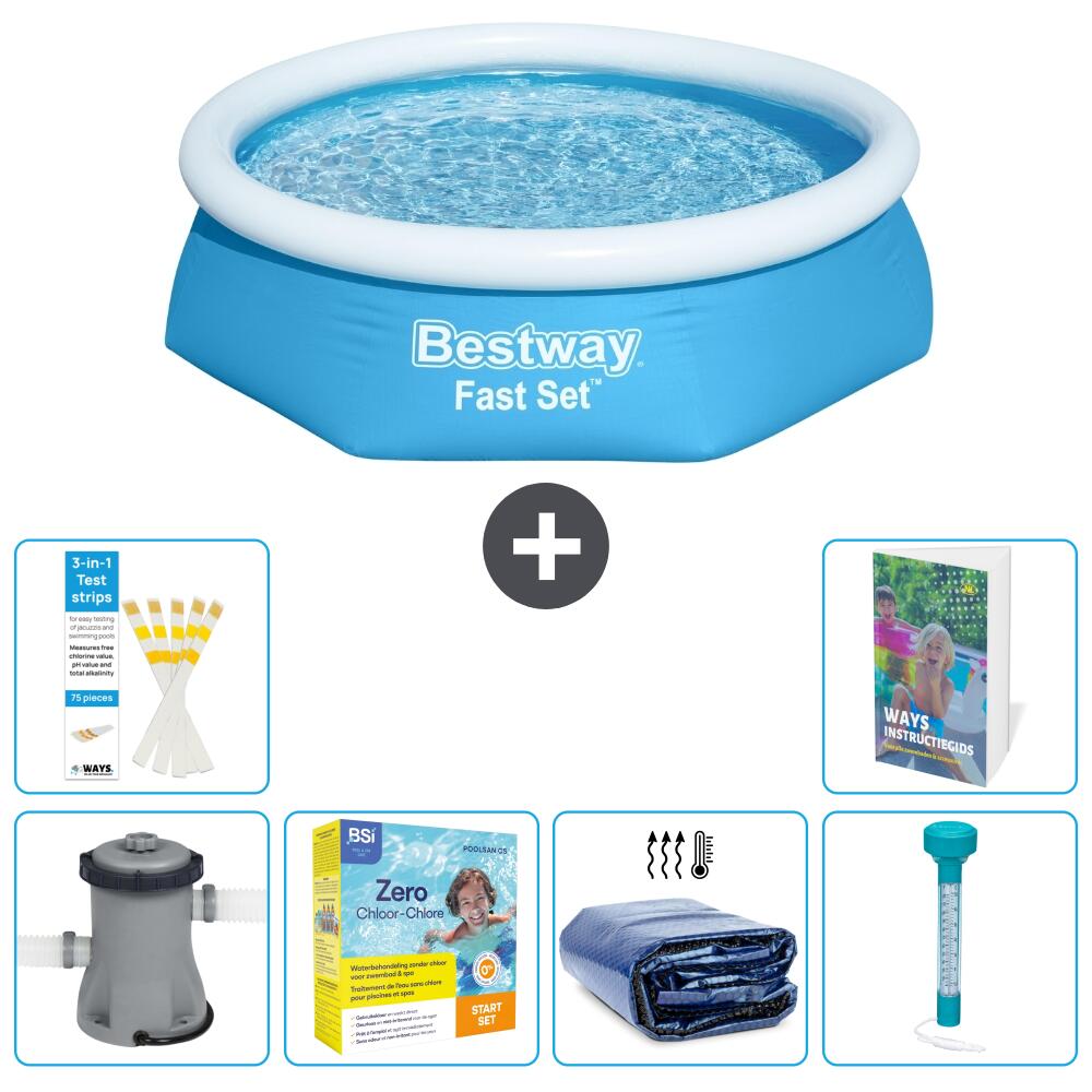 BESTWAY Basen Fast Set Okrągły - 244x61 cm - 7-częściowy S184