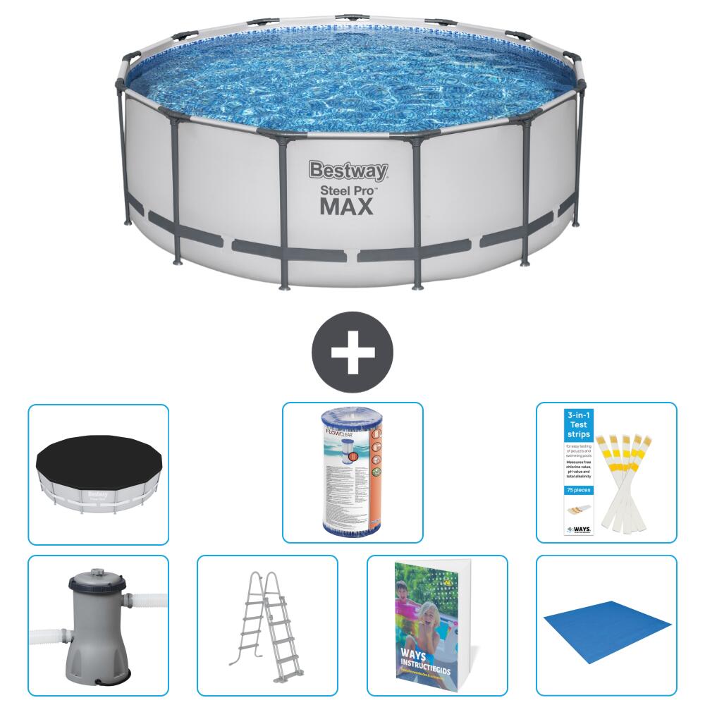 BESTWAY Basen Steel Pro MAX Okrągły - 427x84 cm - 8-częściowy S594