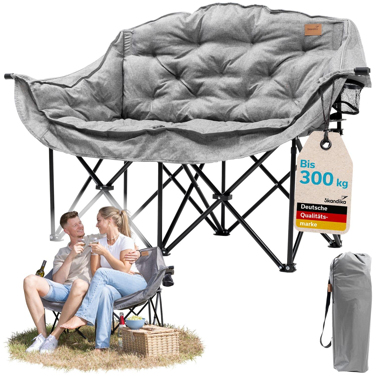 Krzesło kempingowe, składane, fotel podwójny, tapicerowany Hygge, do 300kg