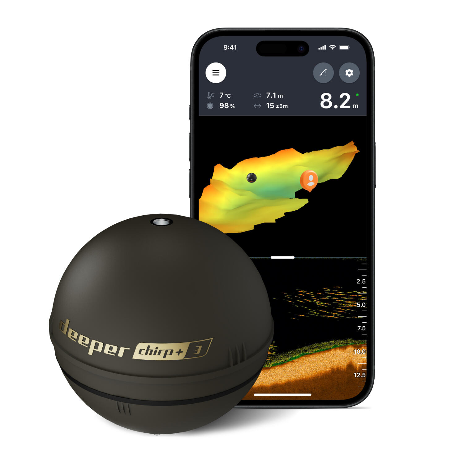 Deeper CHIRP+ 3 Sonda GPS – Przenośny wykrywacz ryb i głębokości