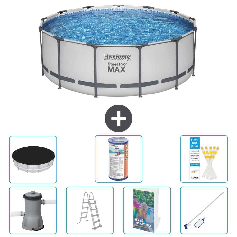 BESTWAY Basen Steel Pro MAX Okrągły - 427x84 cm - 8-częściowy S542