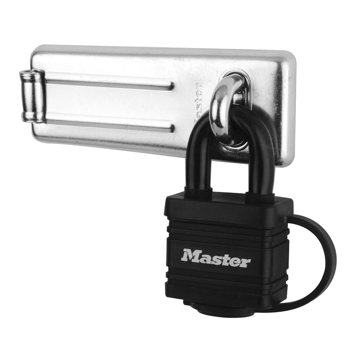 Zestaw skobla do drzwi i kłódki na klucz Master Lock 7804704EURD; kolor czarny