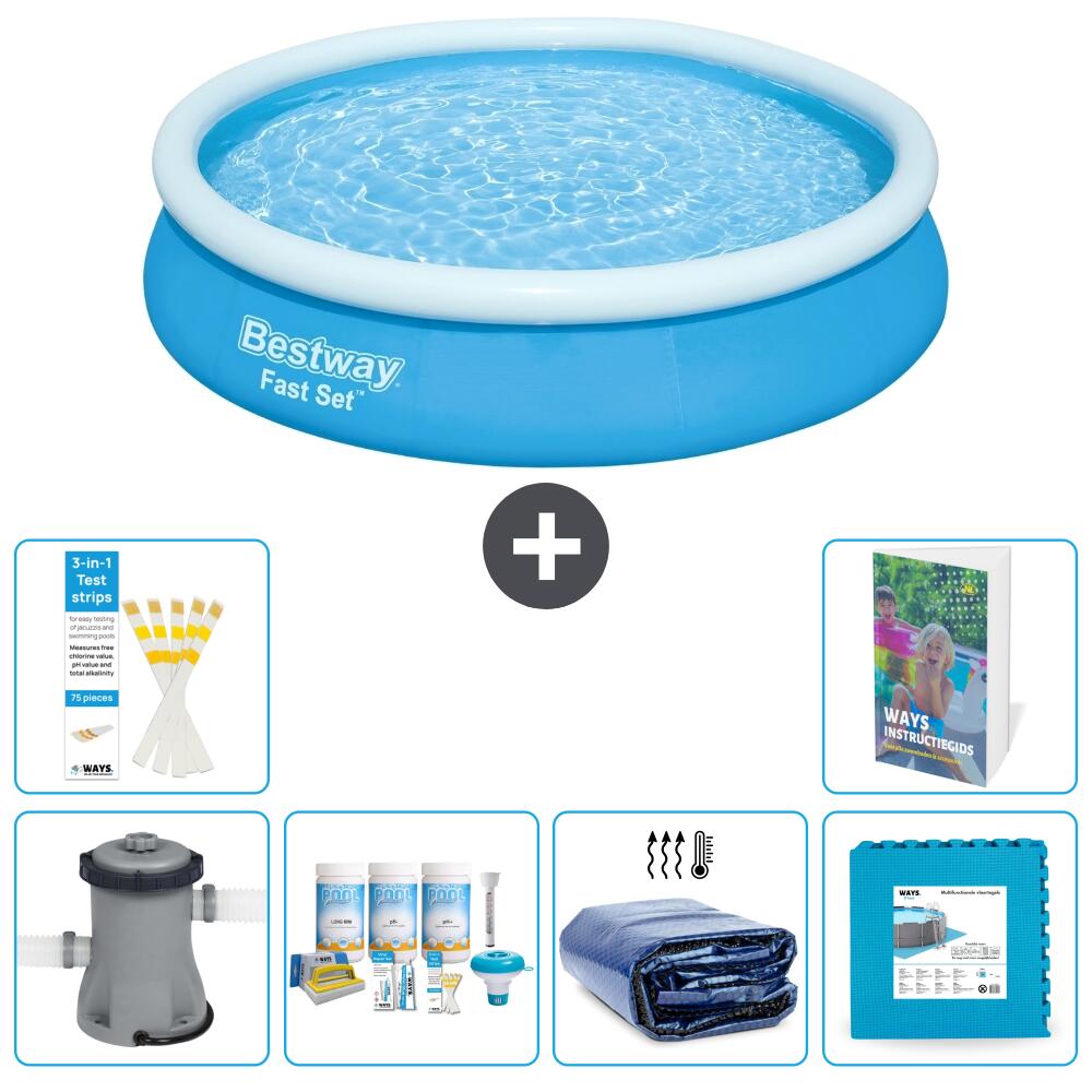 BESTWAY Basen Fast Set Okrągły - 366x76 cm - 7-częściowy S188