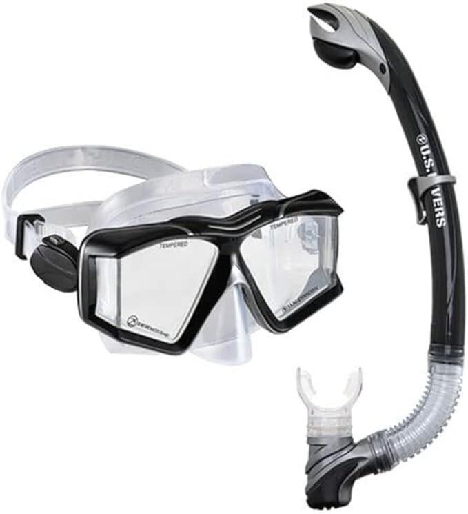 U.S. Divers Sideview II Combo zestaw maska i fajka czarno-szary