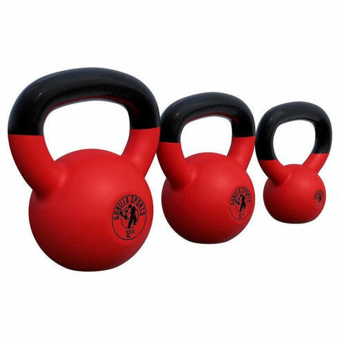 Zestaw kettlebelli do treningu siłowego Gorilla Sports 4kg, 8kg, 12kg