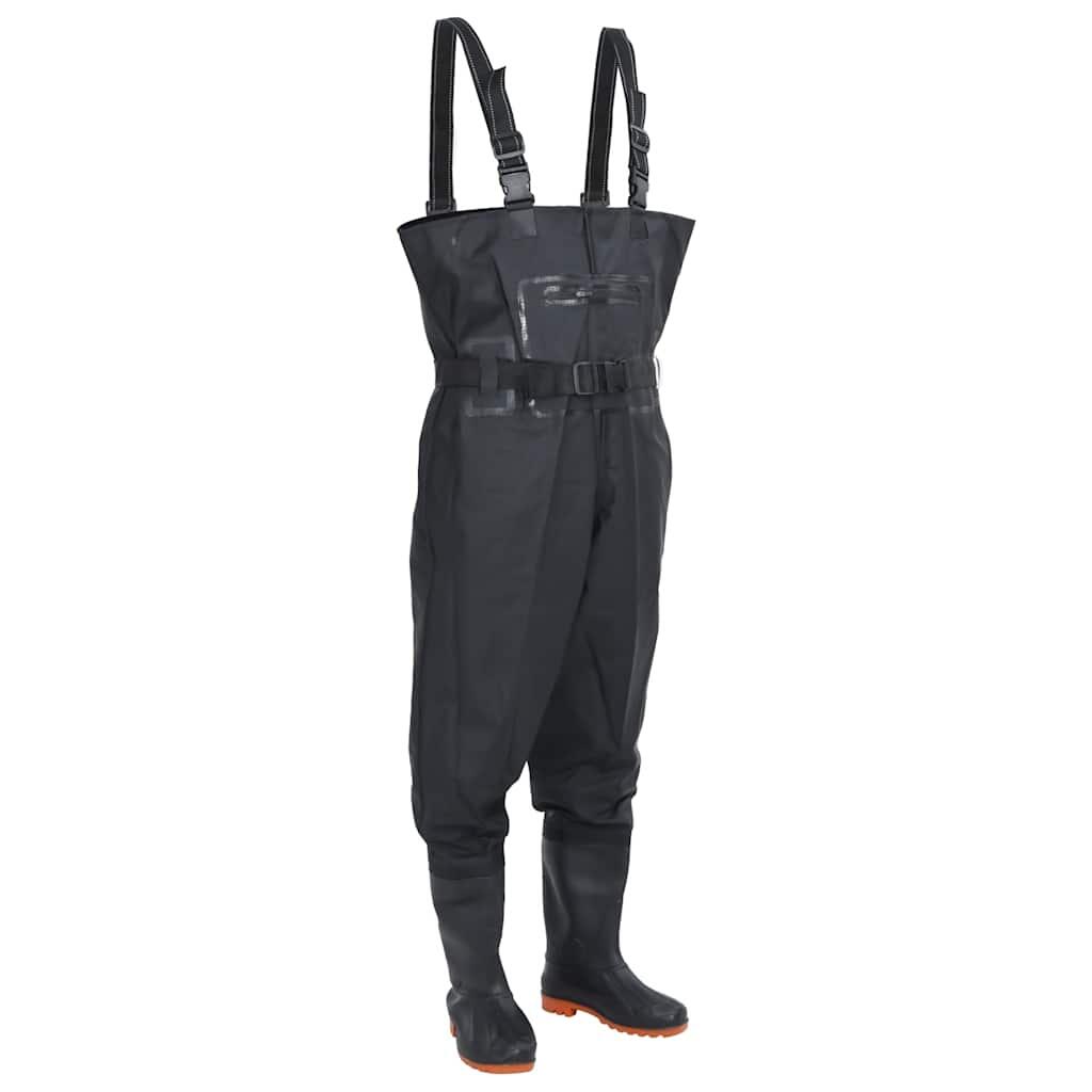 VidaXL waders z butami i paskiem, rozmiar 42, czarny