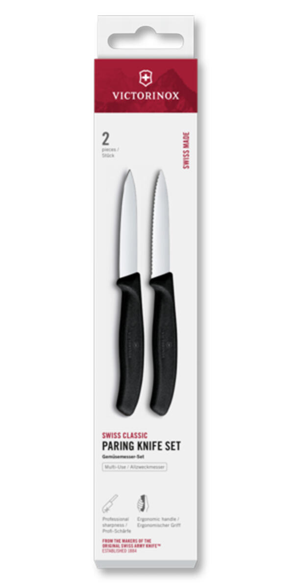 Zestaw 2 noży gładki i ząbkowany 8cm Swiss Classic