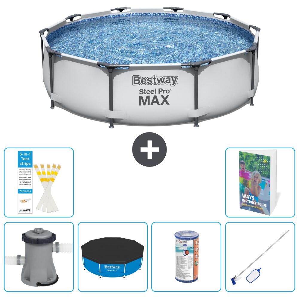 BESTWAY Basen Steel Pro MAX Okrągły - 305x76 cm - 7-częściowy S304