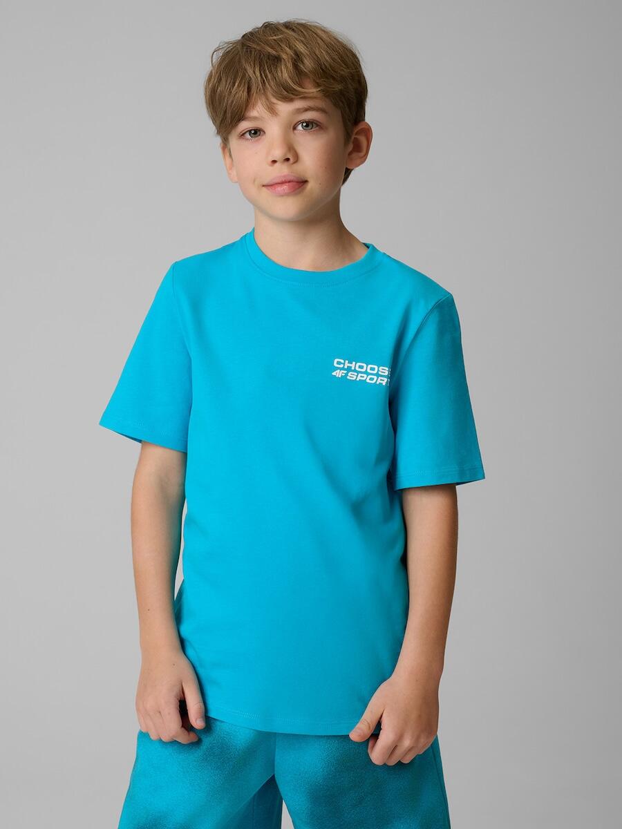 T-shirt regular z nadrukiem chłopięcy 4F 4FJRSS26TTSHM3832