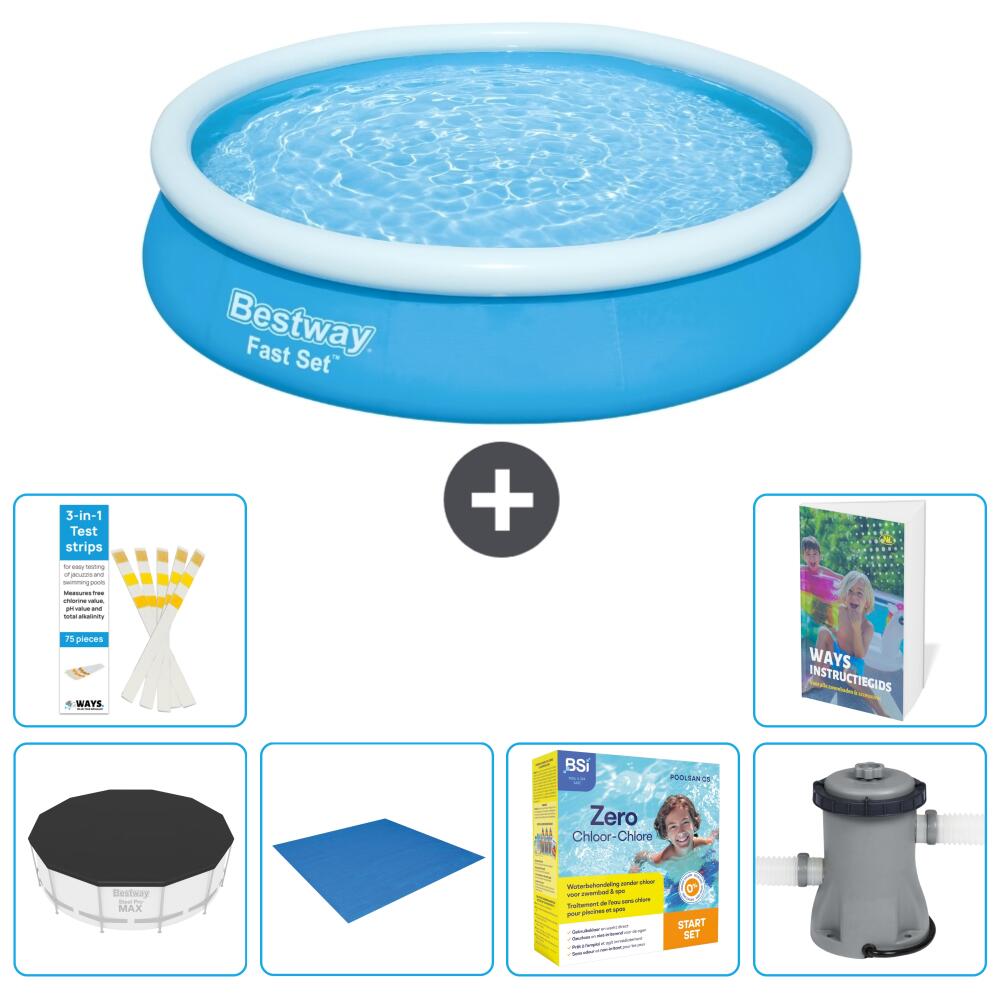 BESTWAY Basen Fast Set Okrągły - 366x76 cm - 7-częściowy S24