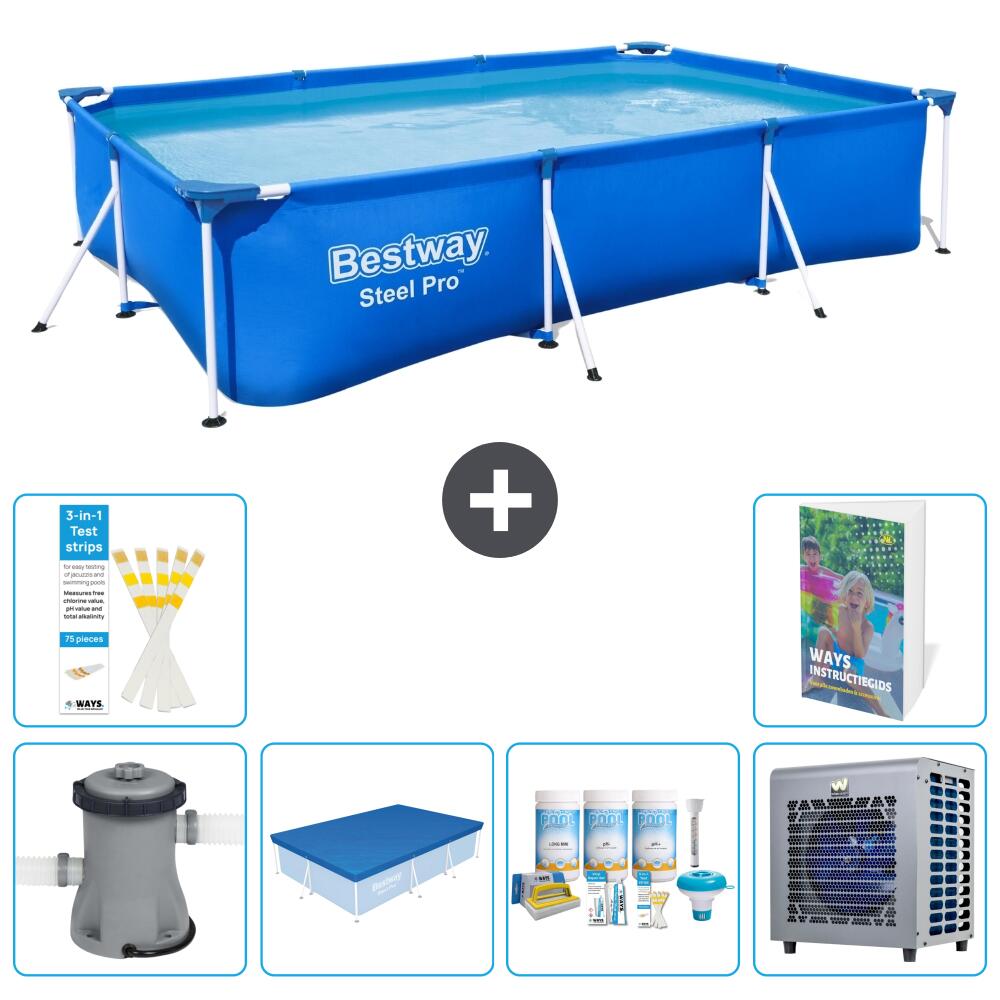 BESTWAY Basen Steel Pro Prostokątny - 300x201x66 cm - 7-częściowy S264