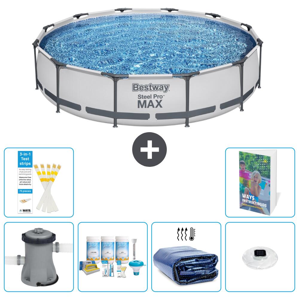 BESTWAY Basen Steel Pro MAX Okrągły - 366x76 cm - 7-częściowy S228