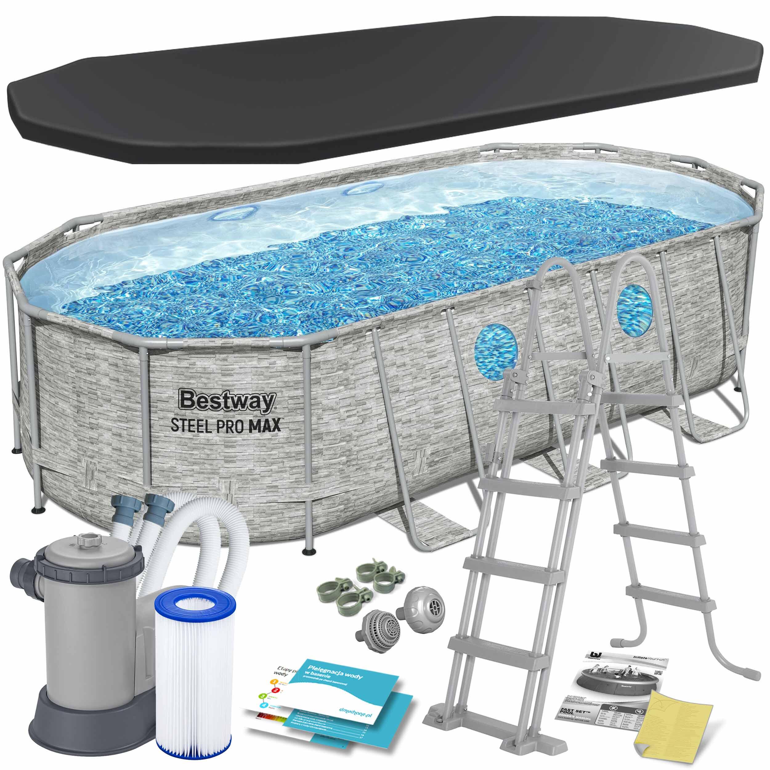 Basen ogrodowy stelażowy 549x274x122 zestaw 12w1 Bestway 56716N