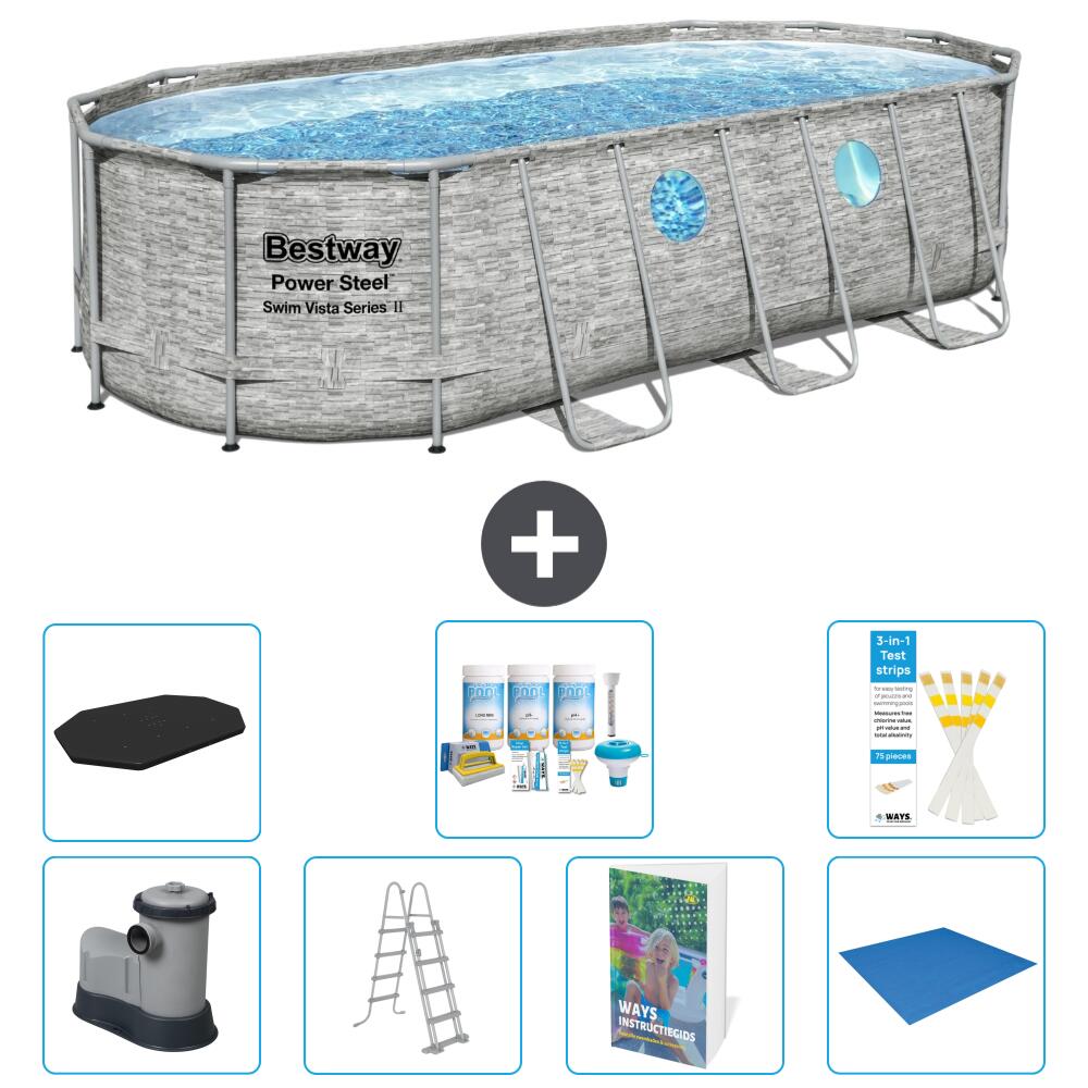 BESTWAY Basen Power Steel Owalny - 549x274x122 cm - 8-częściowy S599