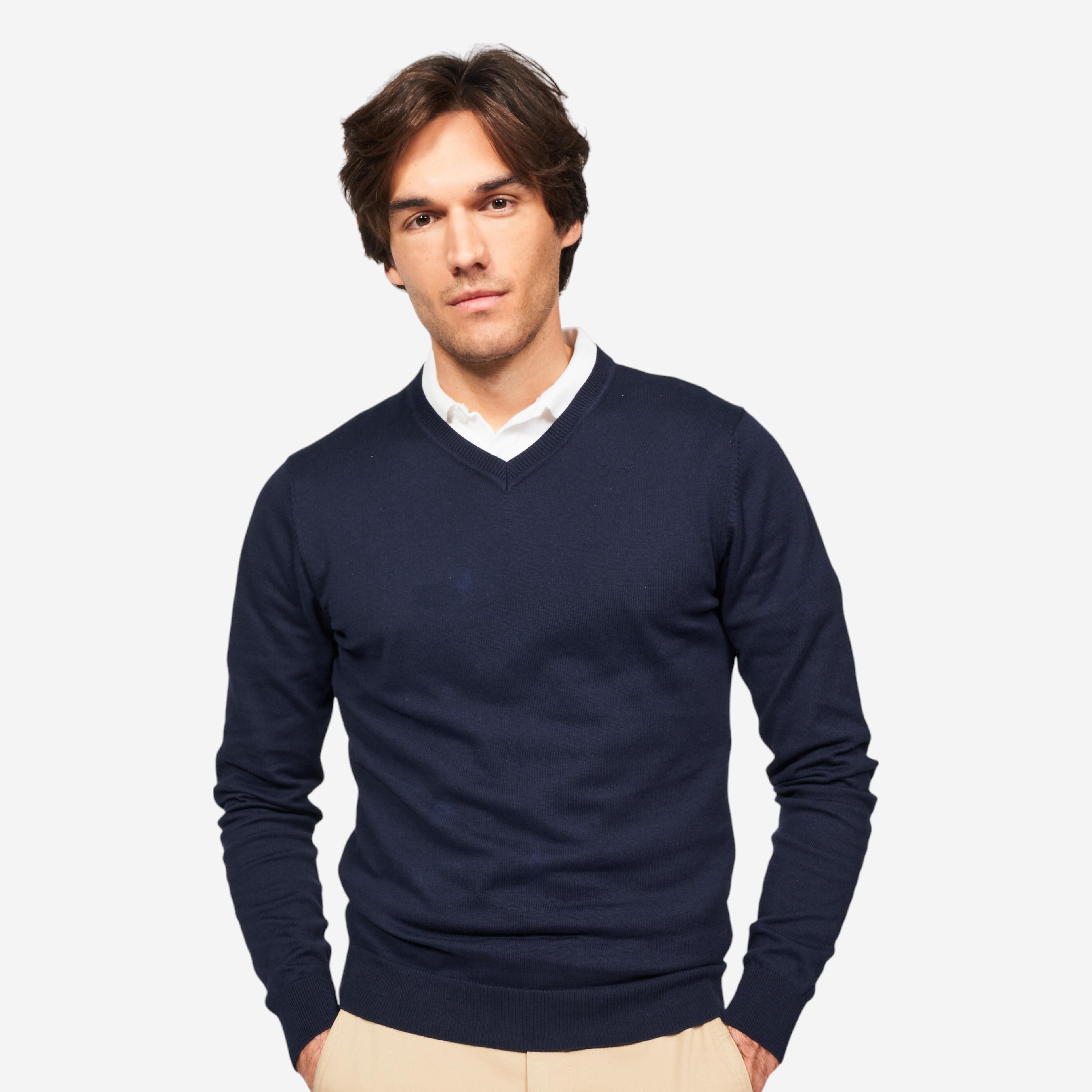 Sweter do golfa męski MW 100 dekolt w serek