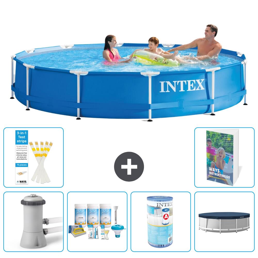 INTEX Basen ze stelażem Okrągły - 366x76 cm - 7-częściowy S321
