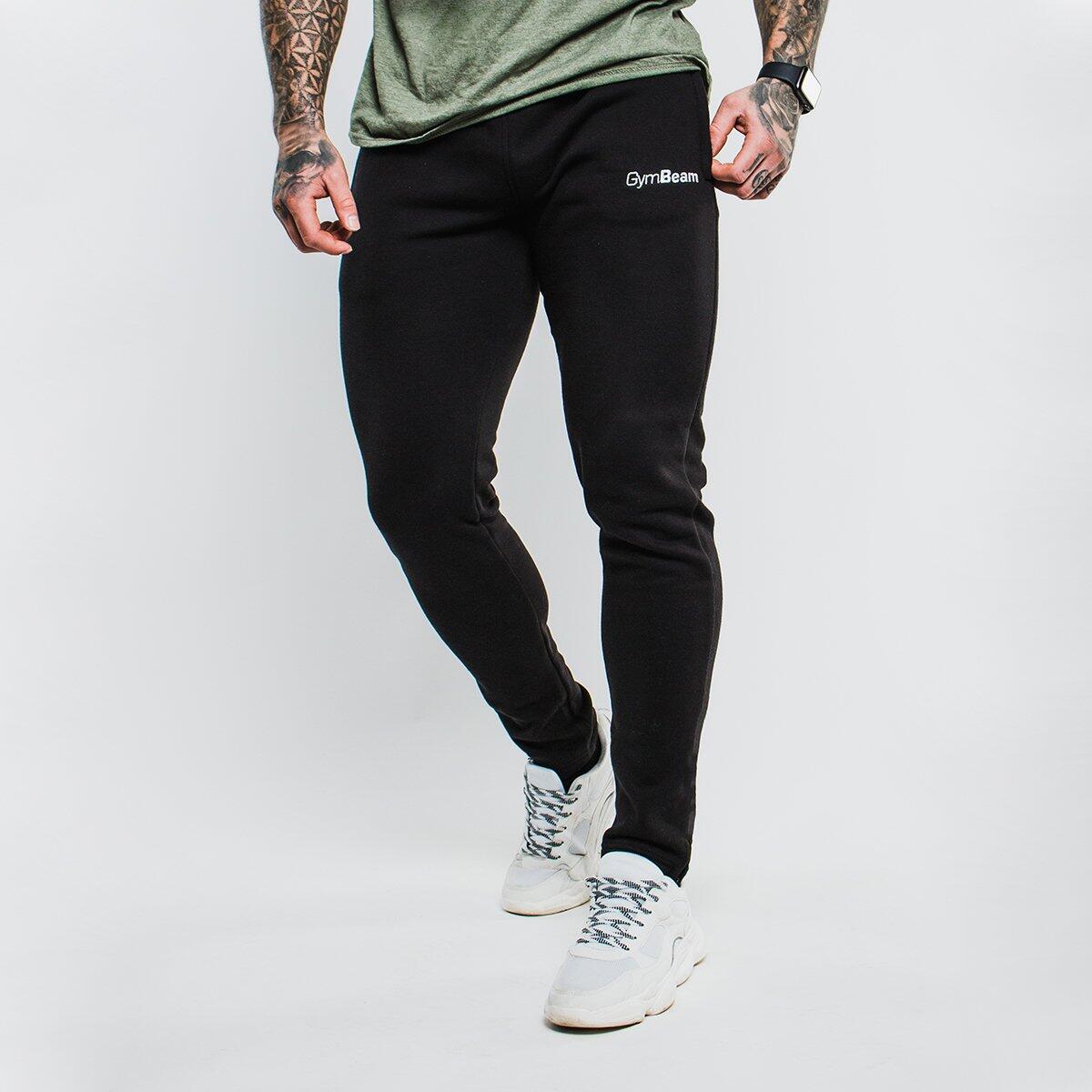 Spodnie dresowe męskie fitness slim fit czarne