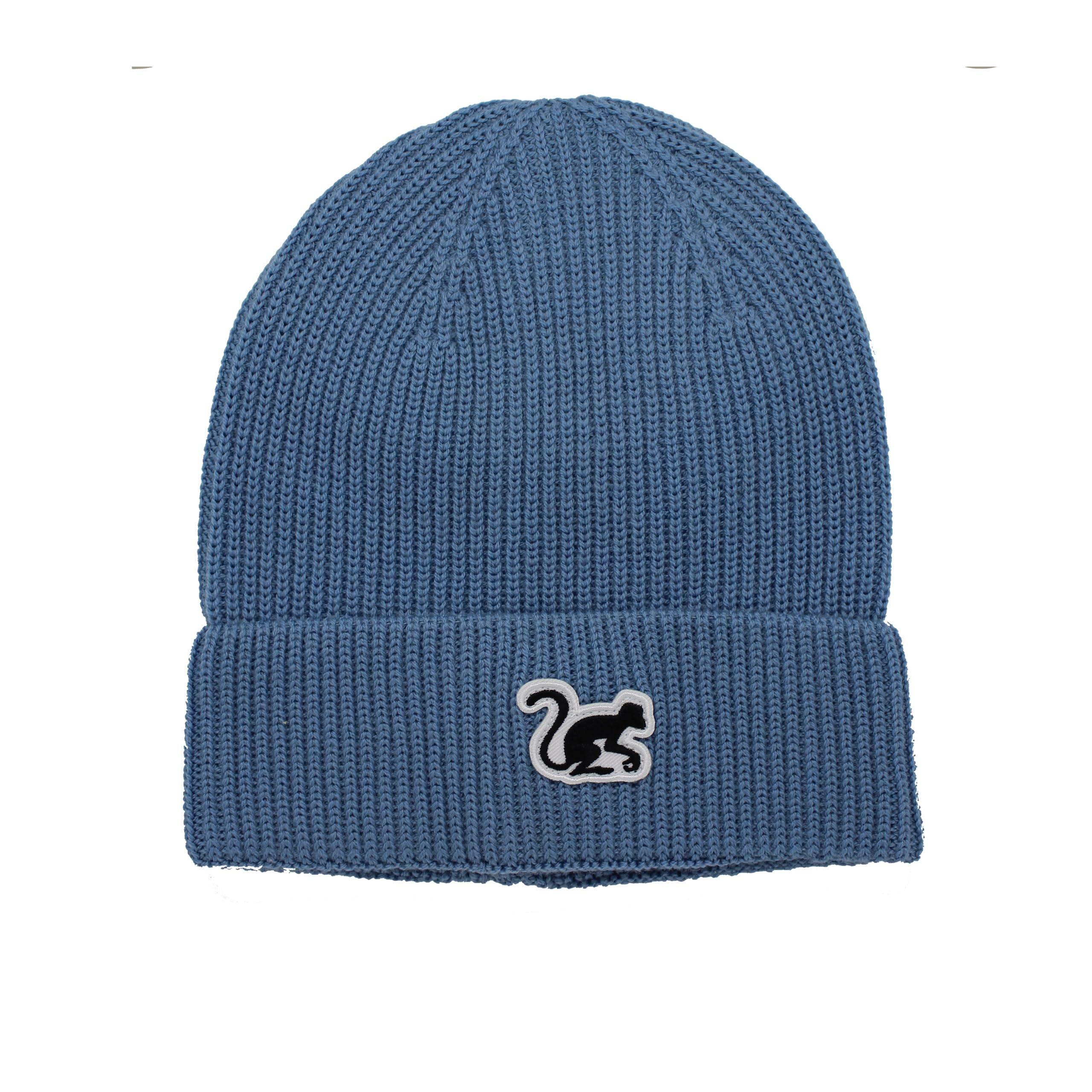 Czapka dzianinowa Beanie z wełny merynosów / rozmiar uniwersalny (niebieska)