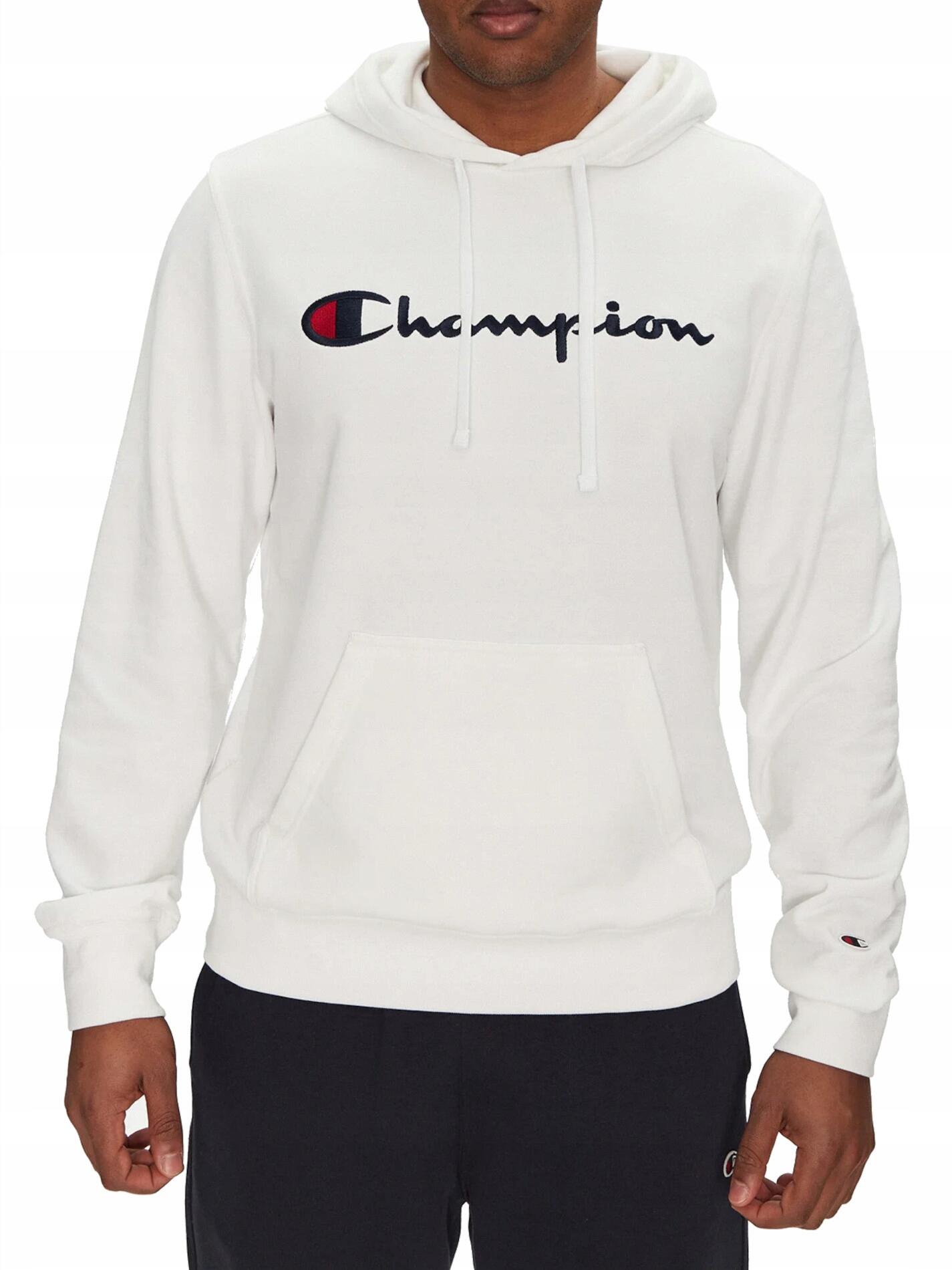 BLUZA męska CHAMPION 220726-WW001 kangurka z kapturem bawełniana biała L