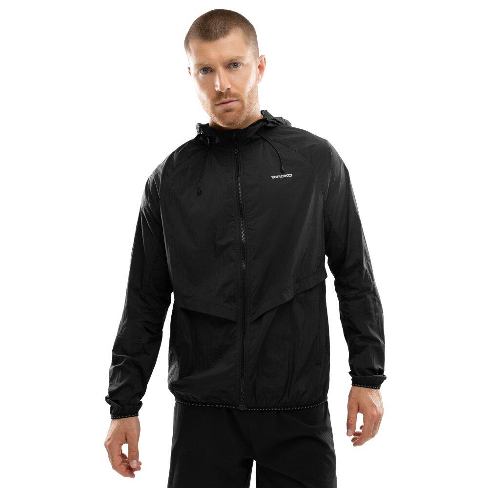 Męska kurtka wiatrówka do biegania Fitness Siroko Bund Black