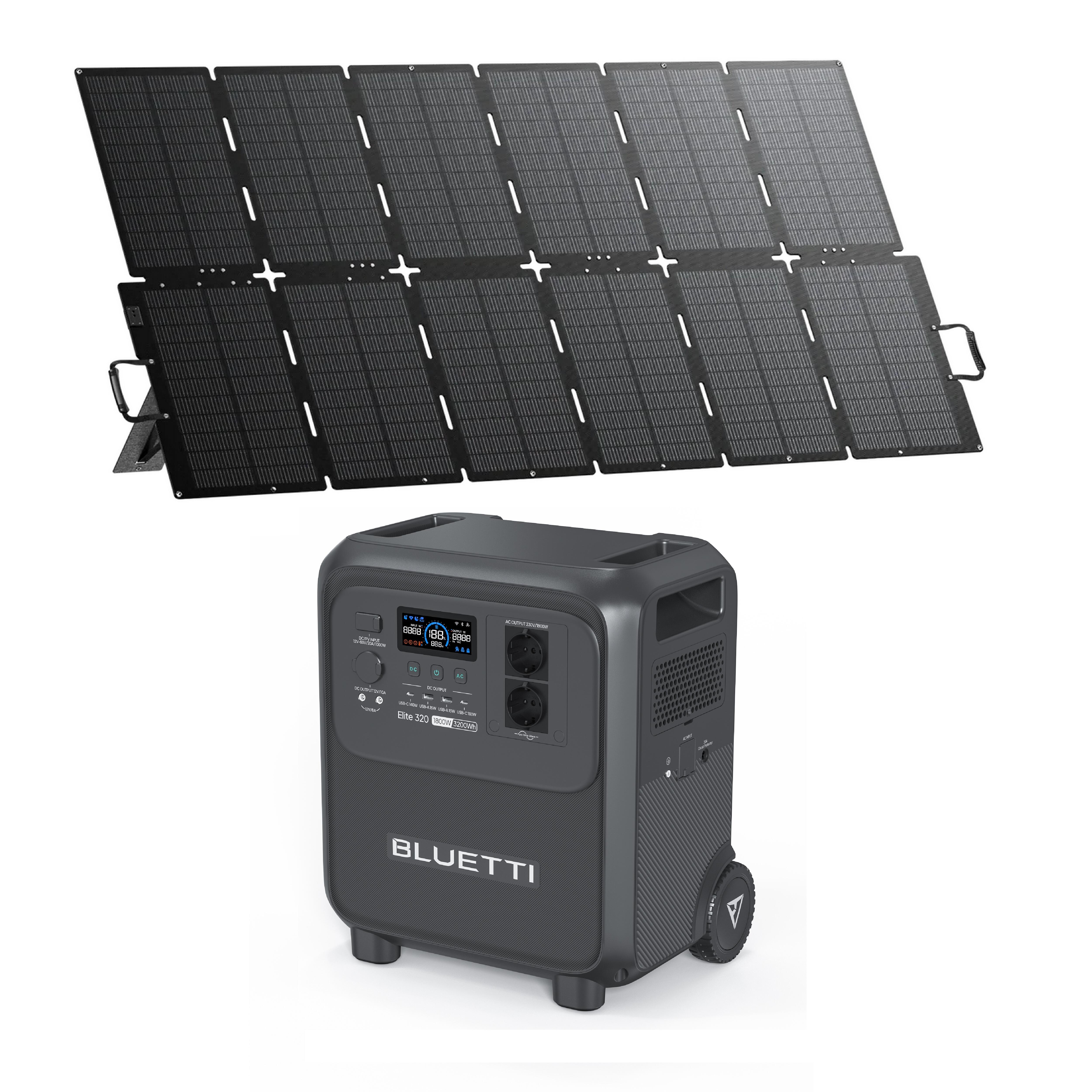 Zestaw stacja zasilania BLUETTI Elite 320 z panelem solarnym 500 W