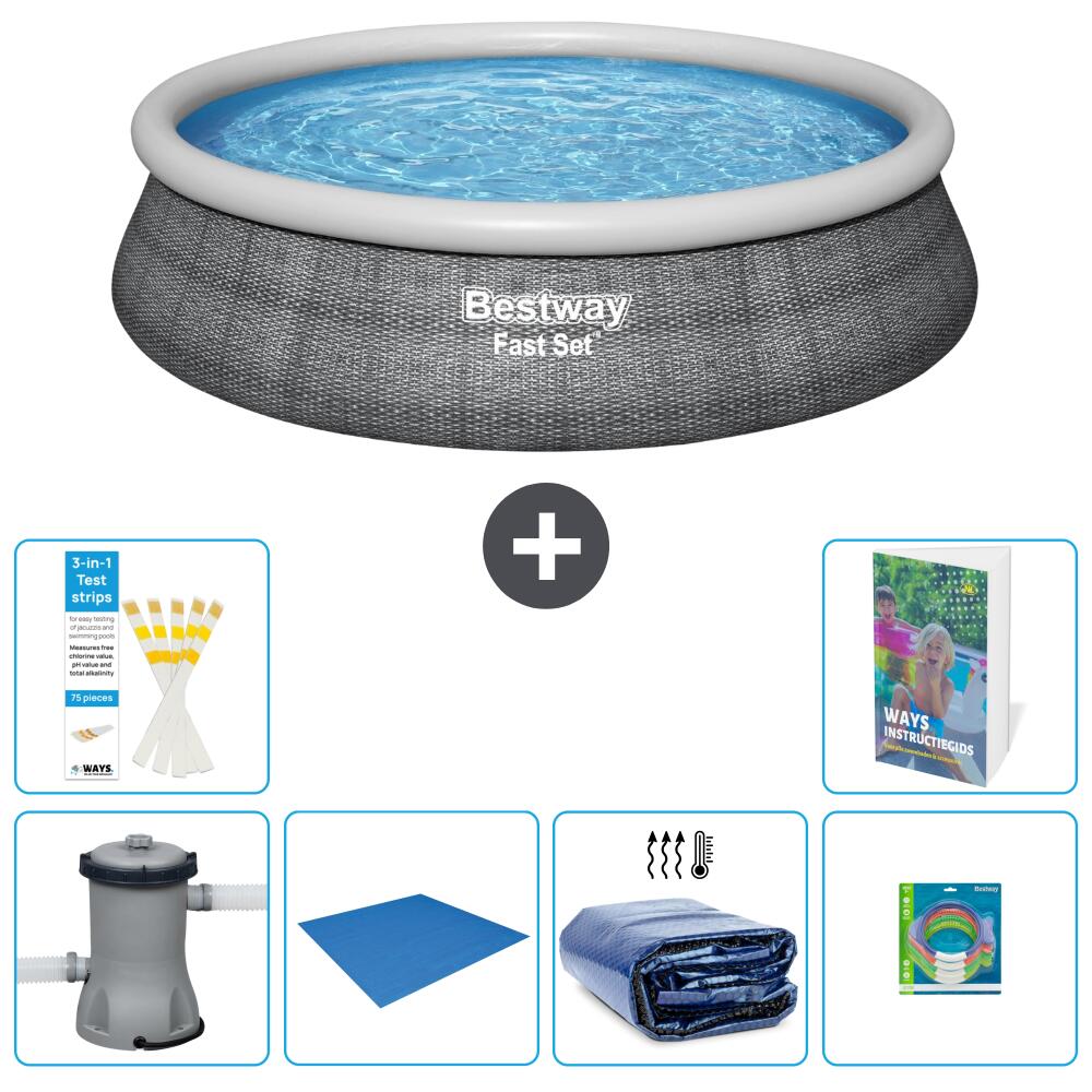 BESTWAY Basen Fast Set Okrągły - 457x84 cm - 7-częściowy S220