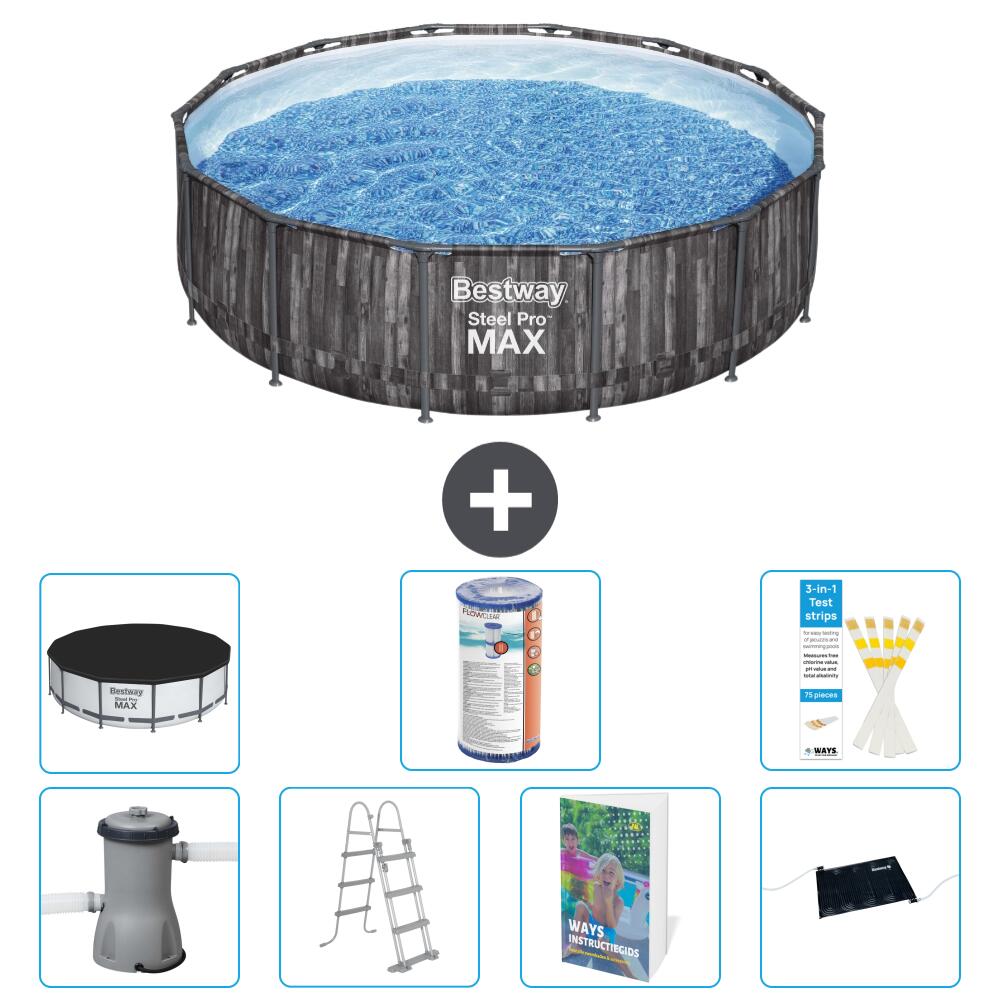 BESTWAY Basen Steel Pro MAX Okrągły - 427x107 cm - 8-częściowy S619