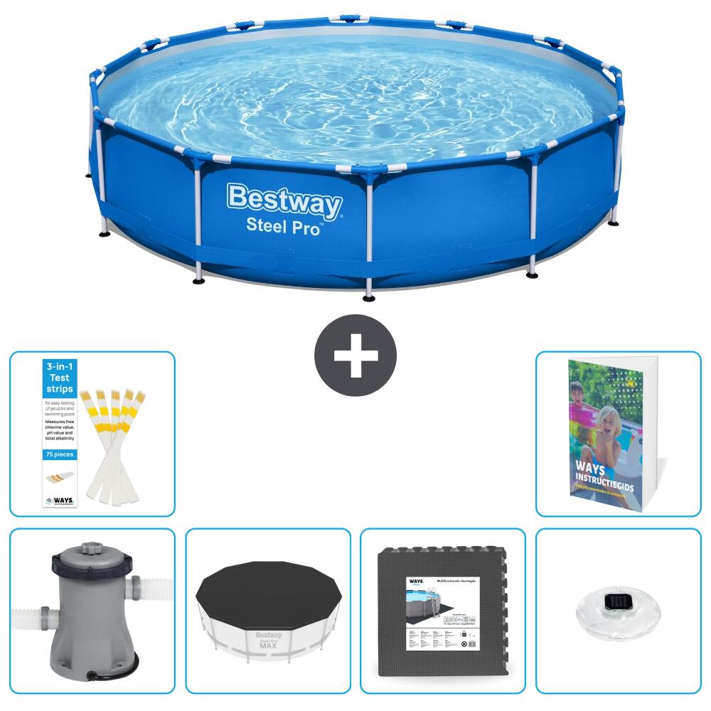 BESTWAY Basen Steel Pro Okrągły - 366x76 cm - 7-częściowy S312