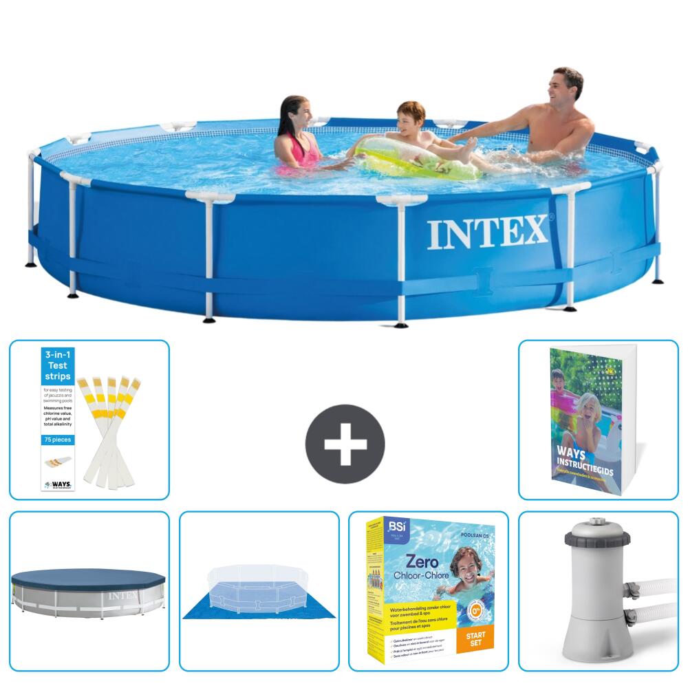 INTEX Basen ze stelażem Okrągły - 366x76 cm - 7-częściowy S24
