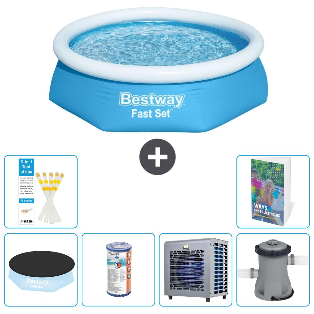BESTWAY Basen Fast Set Okrągły - 244x61 cm - 7-częściowy S29