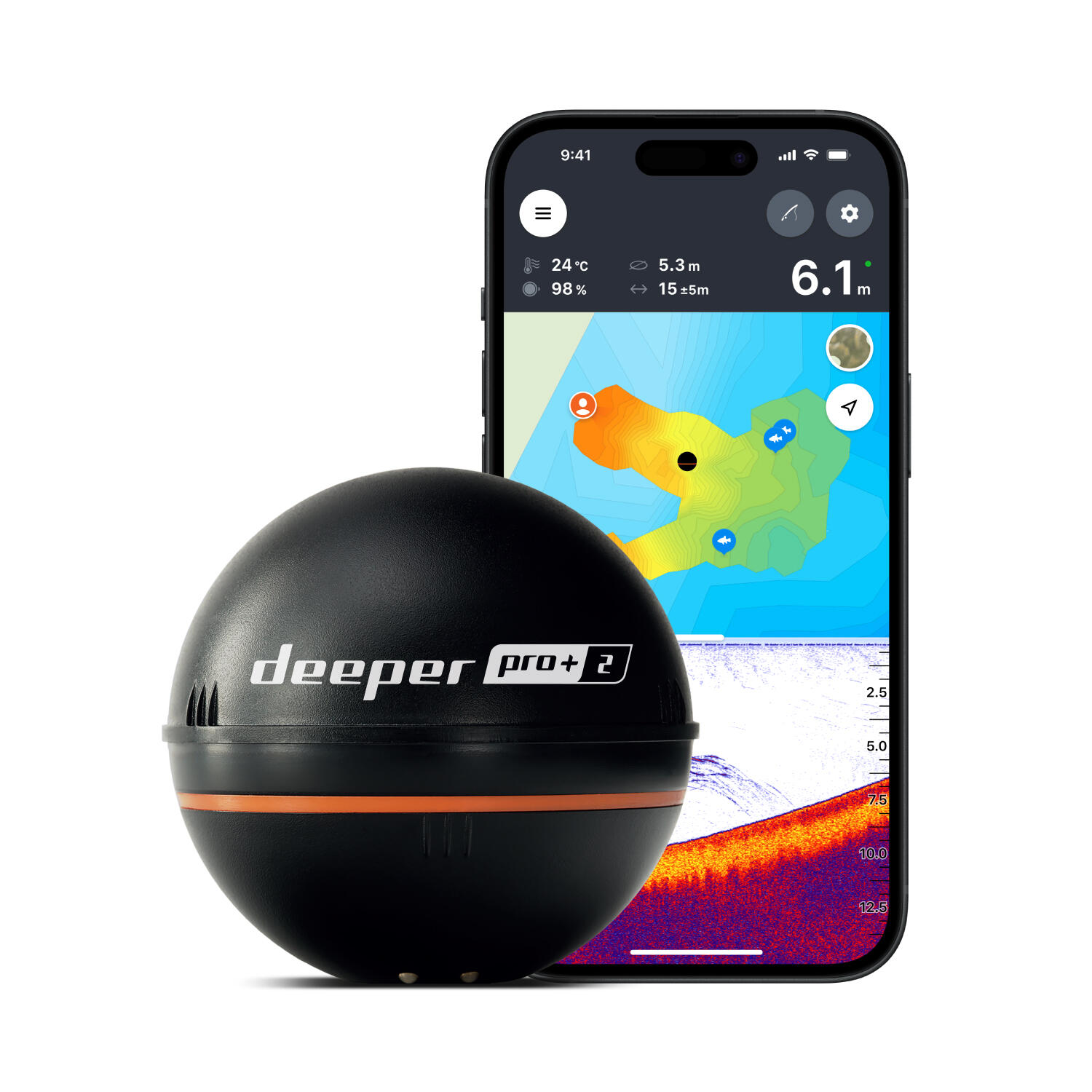 Deeper PRO+ 2 Sonda GPS – Sonar WiFi do wędkowania z brzegu i łodzi