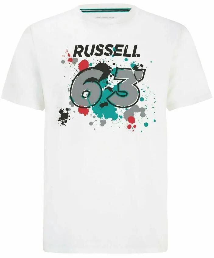 T-shirt męski Mercedes-AMG Petronas F1 George Russell #63 biały