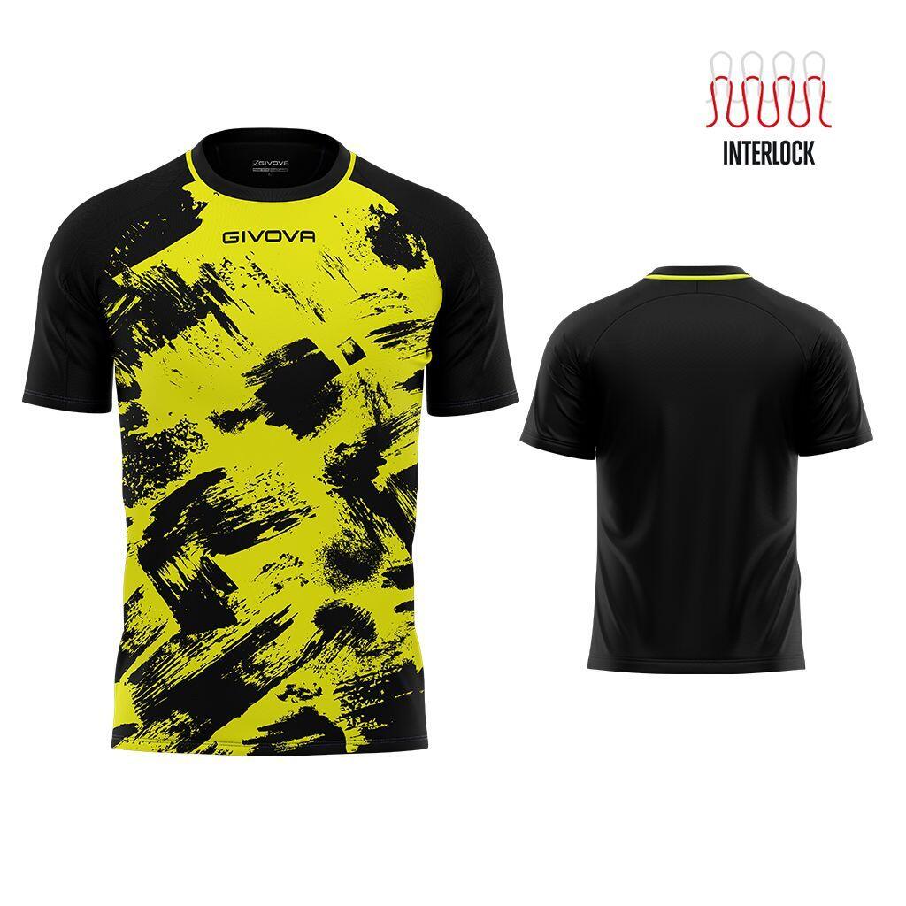 Koszulka Givova Art Sports Interlock Fluo Żółto-Czarna 3XS
